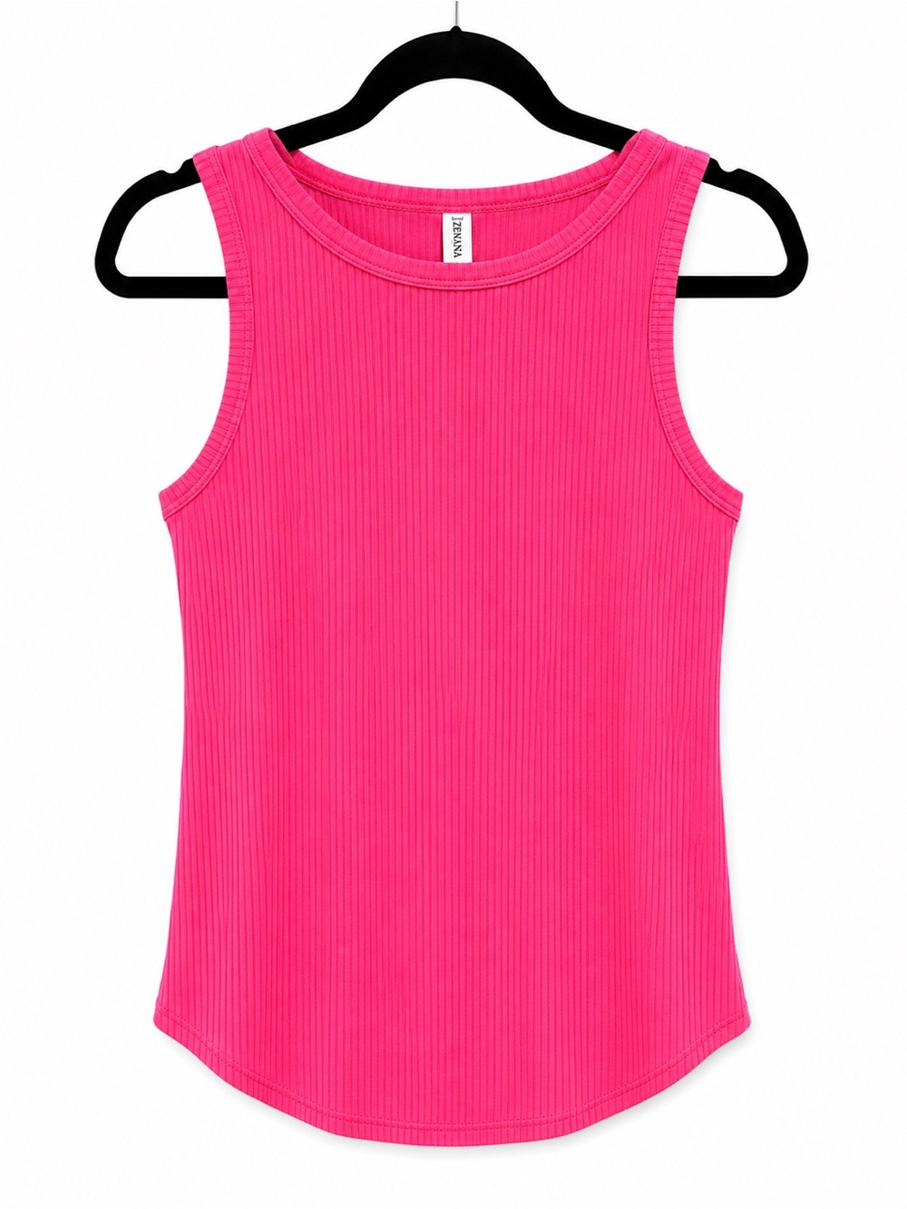 ZENANA Bright Pink Ribbed Tank Top